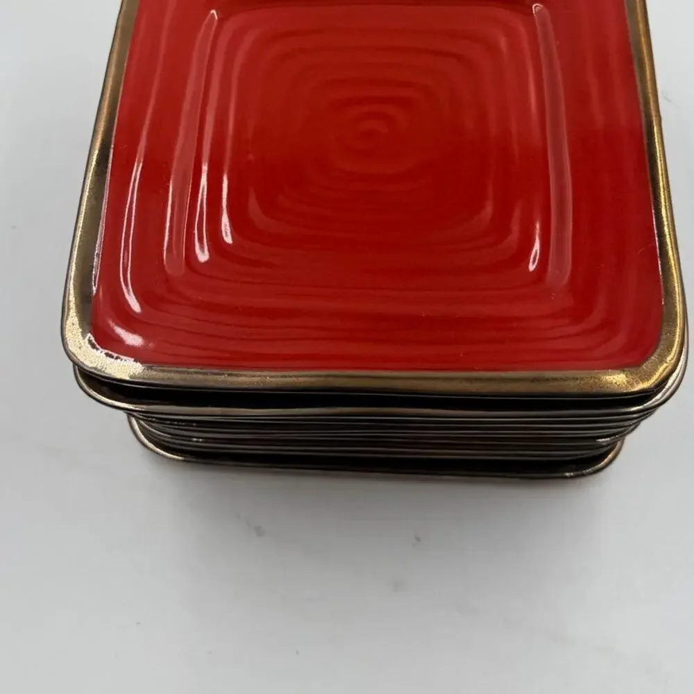 Set of 8 GIBSON ELITE Red Stoneware 9
